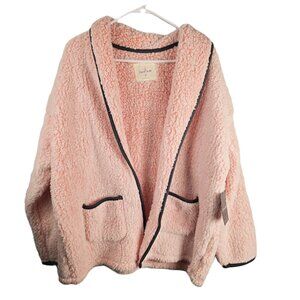 NWT Cuddl Duds Womens Open Front Bed Jacket XL Pink Long Sleeves Fluffy Sweater